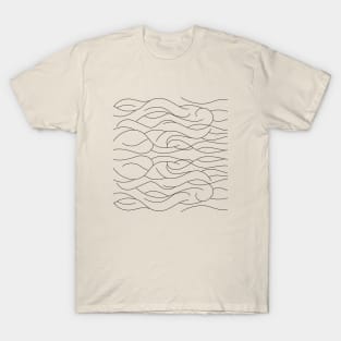 Geometric Waves Line Drawing T-Shirt